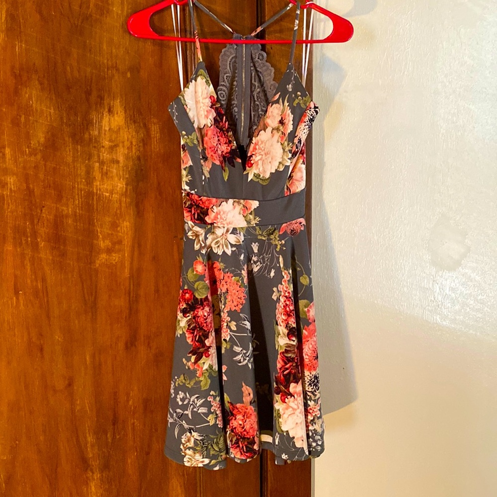 Mini floral dress with thin straps